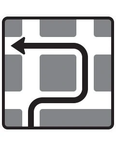Verkehrszeichen 590-10 Blockumfahrung rechts, links, links zur vorgeschriebenen Verkehrsführung bei verbotenem Linksabbiegen.