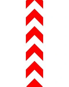 Leitplatte nach Verkehrszeichen Nr. 626-32 in 2500 × 500 mm zur optischen Fahrbahnführung an Fahrbahnrändern, Brücken und Schutzplanken.