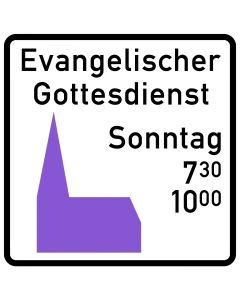 Verkehrszeichen Nr. GD 2 "Gottesdienst-Hinweisschild (evangelische Kirche)"