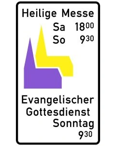 Verkehrszeichen Nr. GD 3 "Gottesdienst-Hinweisschild (evangelische & katholische Kirche)"