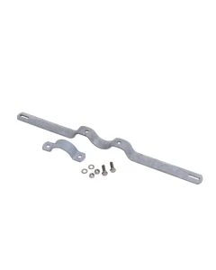 Rohrschelle Typ R 350 aus feuerverzinktem Stahl mit großem Lochabstand von 500 mm und Montageset.