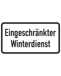 Verkehrszeichen SO 2025 Eingeschränkter Winterdienst als rechteckiges Hinweisschild mit schwarzer Schrift