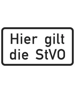 Verkehrszeichen SO 2035 Hier gilt die StVO Hinweisschild zur Kennzeichnung von Verkehrsflächen mit gültiger Straßenverkehrsordnung.